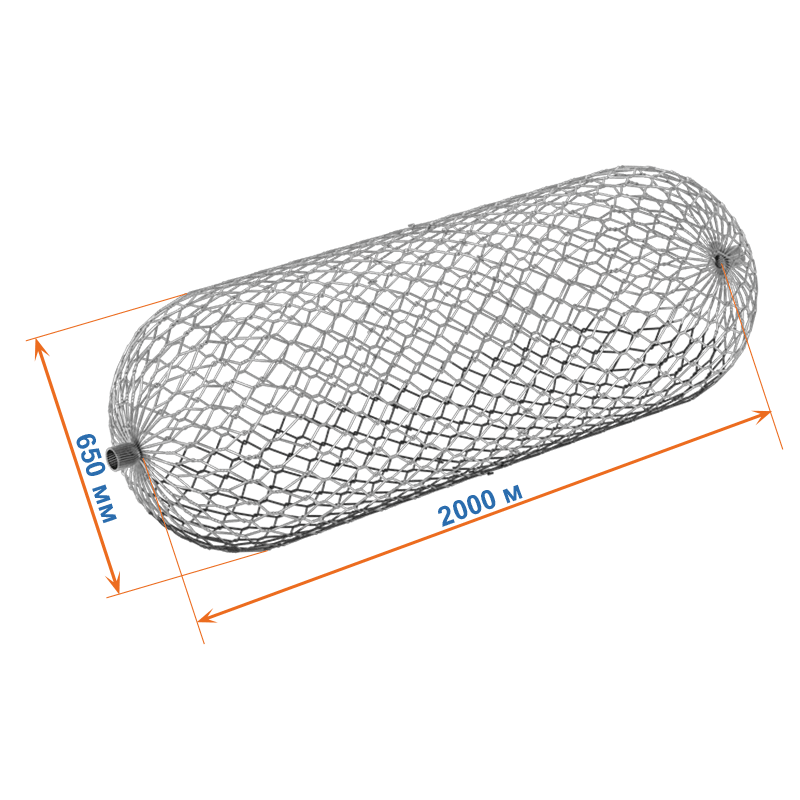 Габион цилиндрический 2х0,65х0,66 оцинкованный / ЦП, Ø проволоки 2,4/3,4мм, размер ячейки 6х8 см фото